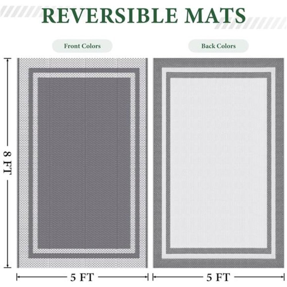 Outdoor Rug Reversible Portable Plastic Straw Camping Rugs for Outside RV,Large - Picture 2 of 7